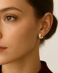 14K Gold Diamond-Cut Huggies, Dainty 13mm Gold Earrings
