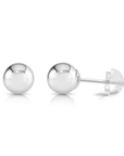 14K White Gold Ball Stud Earrings with Silicone Gold Pushbacks