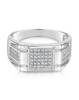Solid 925 Sterling Silver Pave Square Signet Statement Pinky Wedding Band Ring