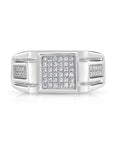 Solid 925 Sterling Silver Pave Square Signet Statement Pinky Wedding Band Ring