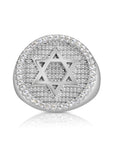 Solid 925 Sterling Silver Star of David Pave Signet Statement Pinky Band Ring