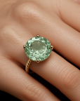14k Yellow Gold 5 Carat Green Amethyst Gemstone Ring, "Ms. Luscious"