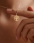 14K Yellow Gold Tree Of Life Pendant, With 18" Necklace
