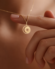 14K Yellow Gold Star & Moon Crescent Pendant, With 18" Necklace