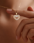 14K Two-Tone Gold Heart Pendant, With 18" Cable Chain Necklace