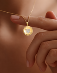 14K Solid Yellow Gold Pave CZ Heart Pendant, With 18" Cable Chain Necklace