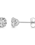 10K White Gold Classic Solitaire Stud Earrings with Pushbacks