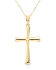 14K Gold Classic Cross Pendant, With 18" Cable Chain Necklace
