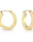 14k Solid Yellow Gold Square Tube Hoop Earrings, Bold Chunky Hoops, 2.2mm Thin