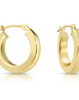 14k Solid Yellow Gold Square Tube Hoop Earrings, Bold Chunky Hoops, 2.8mm Thin