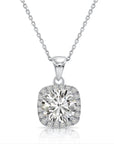 Sterling Silver Round Halo CZ Pendant Necklace