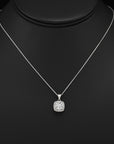 Sterling Silver Round Halo CZ Pendant Necklace