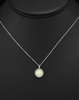 Sterling Silver Simulated Fire Opal Halo Pendant Necklace