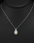 Sterling Silver Simulated Fire Opal Halo Pendant Necklace