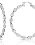 Twisted Round Hoop Earrings in Sterling Silver