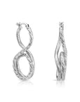 Sterling Silver Diamond-Cut Infinity Hoop Earrings, 925 Sterling Silver Large Hoop Earrings, Hand Engraved Twist Design