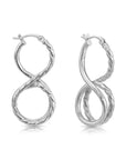 Sterling Silver Diamond-Cut Infinity Hoop Earrings, 925 Sterling Silver Large Hoop Earrings, Hand Engraved Twist Design