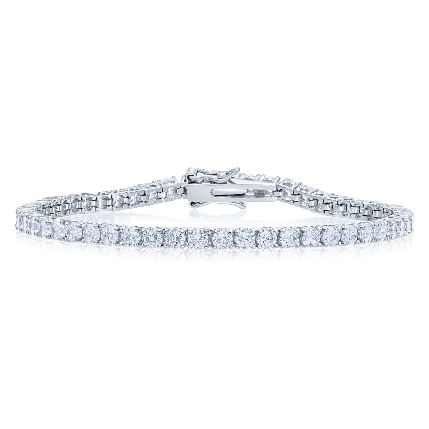 Sterling Silver Tennis Bracelet, Classic Diamond-Look CZ Design