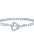 Sterling Silver Heart Tennis Bracelet With Brilliant Cubic Zirconia Stones, 7 inch