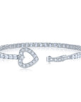 Sterling Silver Heart Tennis Bracelet With Brilliant Cubic Zirconia Stones, 7 inch