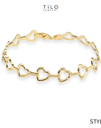 Puff Mariner Heart Link Bracelets in 14k Gold, Fine Ultra Quality Chains, 7.5 inch Real Gold Bracelets