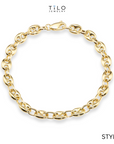Puff Mariner Heart Link Bracelets in 14k Gold, Fine Ultra Quality Chains, 7.5 inch Real Gold Bracelets