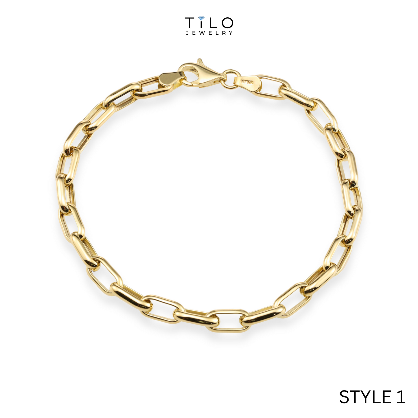 Puff Mariner Heart Link Bracelets in 14k Gold, Fine Ultra Quality Links, 7.5 inch Real Gold Bracelets