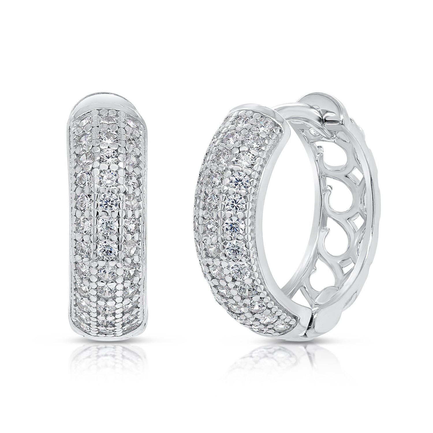 925 Sterling Silver Pave CZ Huggies Hoop Earrings – Tilo Jewelry®