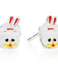 925 Sterling Silver Bunny Cupcake Enamel Studs, Pushback