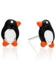925 Sterling Silver Cute Penguin Enamel Studs, Pushback