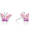 925 Sterling Silver Cute Butterfly Enamel Studs, Pushback