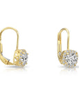 14K Gold Cushion-Shaped Halo Drop Earrings With Lever backs