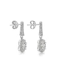 925 Sterling Silver Drop Dangle Earrings, Halo CZ Cushion Design, With Push-Backs