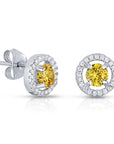 CZ Birthstone Halo Stud Earrings - Available in all 12 colors in Sterling Silver