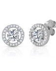 CZ Birthstone Halo Stud Earrings - Available in all 12 colors in Sterling Silver