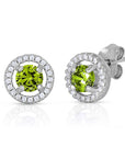 CZ Birthstone Halo Stud Earrings - Available in all 12 colors in Sterling Silver