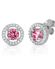 CZ Birthstone Halo Stud Earrings - Available in all 12 colors in Sterling Silver