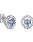 CZ Birthstone Halo Stud Earrings - Available in all 12 colors in Sterling Silver
