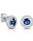 CZ Birthstone Halo Stud Earrings - Available in all 12 colors in Sterling Silver