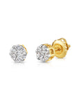 14K Yellow Gold Diamond Cluster Stud Earring with Screw-Back, 0.25ctw, 0.50ctw, 0.75ctw, and 1 Carat Sizes