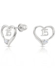 10k Yellow Gold 15th Birthday Heart Stud Earrings