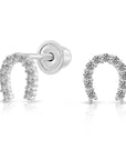 10k Gold Tiny Cute Lucky Horseshoe Stud Earrings, Screwback