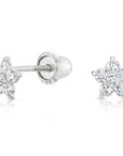 10K White Gold Tiny Star Studs, Screwback