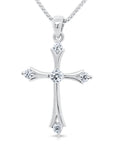 CZ Cross Charm Necklace in Sterling Silver