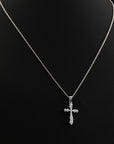 Cross Charm Necklace with CZ in Sterling Silver
