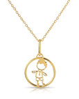 14K Yellow Gold Little Boy Pendant, With 18" Necklace