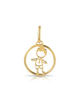 14K Yellow Gold Little Boy Pendant, With 18" Necklace
