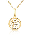 14K Yellow Gold Four-Leaf Clover Pendant, With 18" Necklace