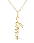 14K Yellow Gold Love Pendant, With 18" Necklace
