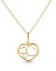 14K Yellow Gold Triple Heart Pendant, With 18" Necklace